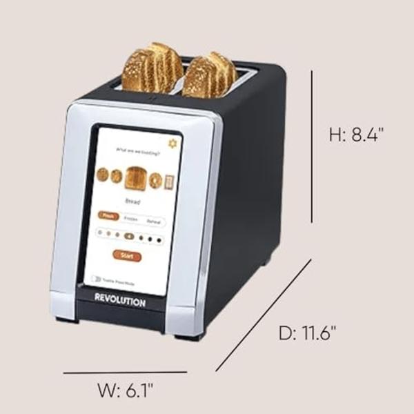Revolution R180 Connect Smart Toaster Bundle with Toastie Press – Touchscreen, 2-Slice Wide Slot, InstaGLO Tech – Toast Bread, Bagels, Waffles, Muffins, Tortillas, Pastries – Black