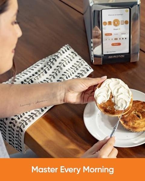 Revolution R180 Connect Smart Toaster + Toastie Press Bundle – Touchscreen, 2-Slice Wide Slot, InstaGLO Tech – Toast Bread, Bagels, Waffles, Muffins, Tortillas, Pastries – Stainles