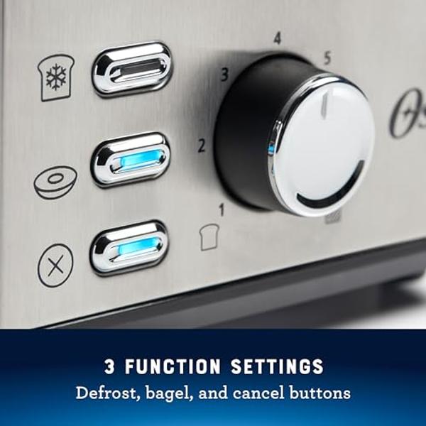 Chefman Smart Touch 4 Slice Digital Toaster, 6 Shade Settings, Stainless Steel Toaster 4 Slice with Extra-Wide Slots, Thick Bread Toaster and Bagel Toaster, 10, Defrost, Removable 