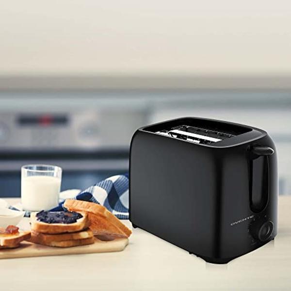 OVENTE Electric 2 Slice Toaster Machine with 6-Shade Browning Selector Setting, Compact Design and Removable Crumb Tray, 700W Power Perfect for Toasting Bread, Thin Bagels and Waff