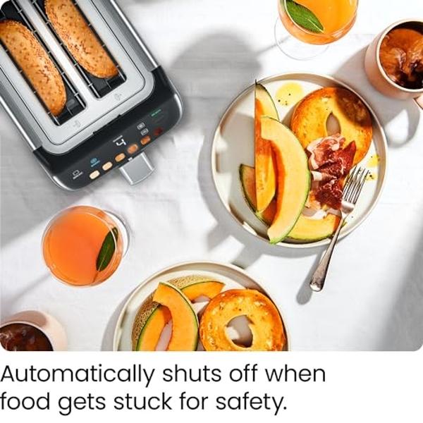 Toaster 4 Slice, Extra Wide Slots, Stainless Steel with High Lift Lever, Bagel and Muffin Function, Removal Crumb Tray, 7-Shade Settings with Warming Rack, Silver, Yabano