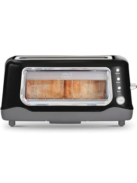 DASH Clear View Toaster - Compact Design with 7 Browning Levels & Clear-View Window, Extra-Wide Slot Large Toaster, 1-Touch Defrost, Reheat & Bagel Functions - Easy Clean Up Crumb 