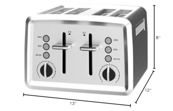 Hamilton Beach 4 Slice Toaster with Extra-Wide Slots, Bagel Setting, Toast Boost, Slide-Out Crumb Tray, Auto-Shutoff & Cancel Button, Stainless Steel (24798)