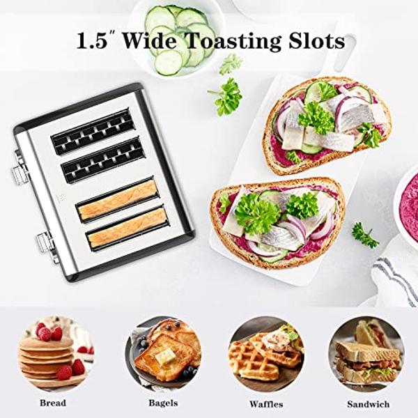 Nostalgia Retro Wide 2-Slice Toaster, Vintage Design With Crumb Tray, Cord Storage & 5 Toasting Levels, Red