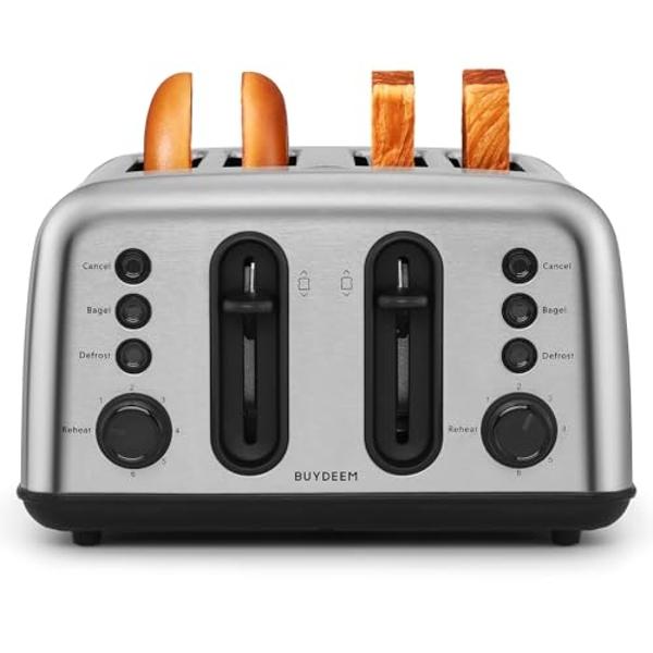 Oster 4 Slice Touchscreen Toaster, Digital Countdown Timer, 6 Shade Settings, Easy Touch Technology, Bagel/Reheat/Frozen Modes, Stainless Steel