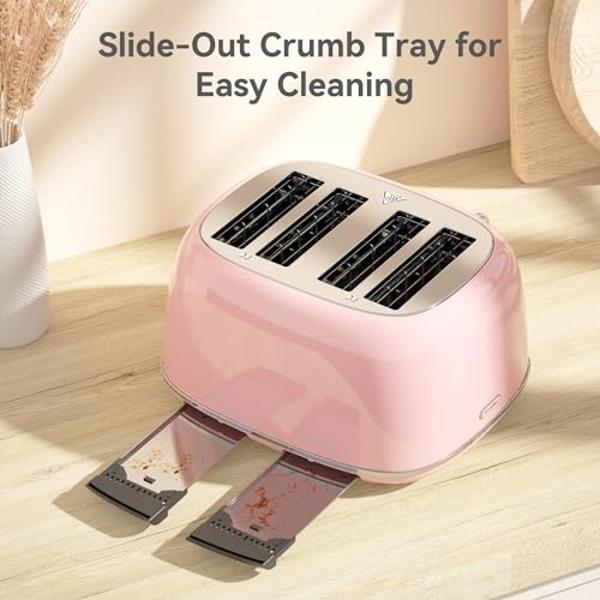Oster 4-Slice Toaster, Touch Screen, Stainless Steel, Digital Timer, 6 Shade Settings, Easy to Clean, Removable Crumb Tray