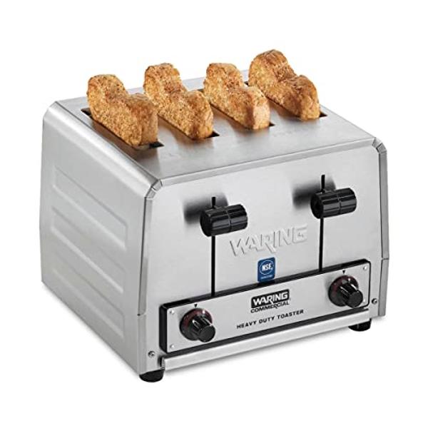 Waring Commercial WCT800 4-Slice Heavy Duty Commercial Pop-Up Toaster, 120V, 2200W5-20 Phase Plug