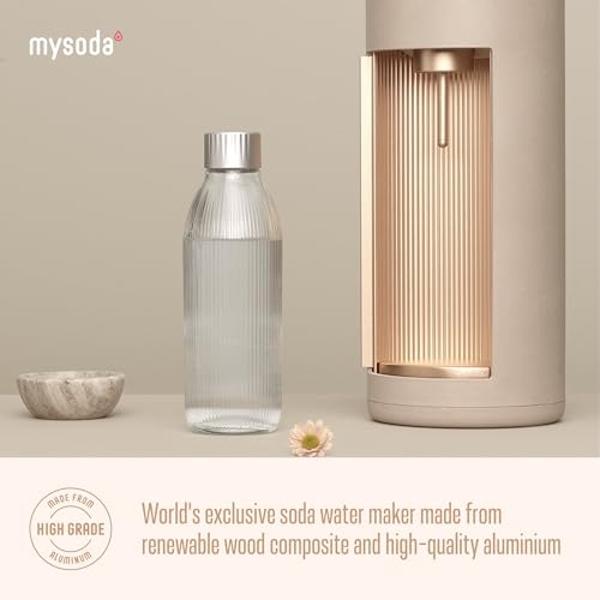 New Mysoda Glassy Design Sparkling Water Maker With 1L Glass & Plastic bottle - Silent Nordic Design Soda Maker Featuring A Sliding Door Opening - No Cylinder Included - Colour Lat