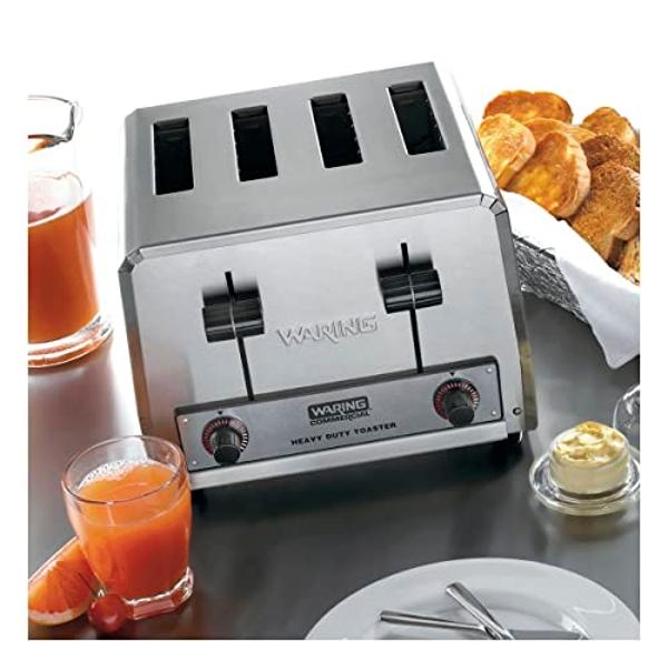 Waring Commercial WCT800 4-Slice Heavy Duty Commercial Pop-Up Toaster, 120V, 2200W5-20 Phase Plug