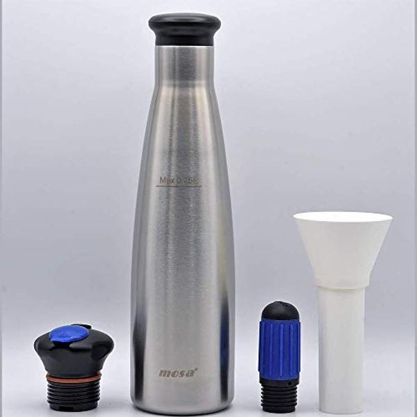 MOSA Soda Splash Portable Soda Maker Water Bottle Made from Food-Grade Stainless Steel, 750 ml (25 oz) - Make Healthy and Tasty Fizzy Drinks Instantly!