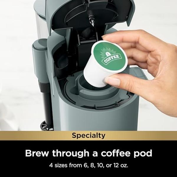 Ninja Pods & Grounds Specialty Single-Serve Coffee Maker, K-Cup Pod Compatible, Built-In Milk Frother, 6-oz. Cup to 24-oz. Travel Mug Sizes, Iced Coffee Maker, 1550 watts, Sage Gre