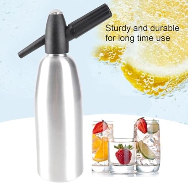 1 Liter Soda Maker,Home Soda Water Siphon Alloy Soda Sparkling Water Maker Fizzy Soda Machine for Fresh Soda Water, Cocktails, Hard Seltzers(Silver)
