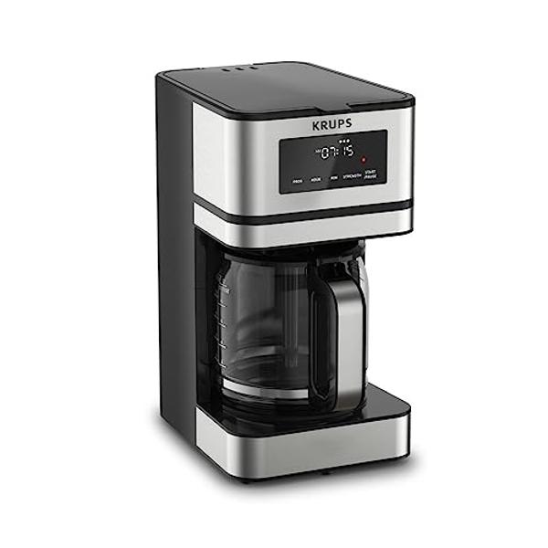 KRUPS 14 Cup Programmable Coffee Maker: Stainless Steel Design, Digital Display, 3 Brew Strengths, 4-Hour Keep Warm Function, and Dishwasher-Safe Parts for Effortless Coffee Making