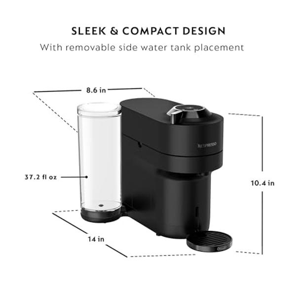 Nespresso Limited-Edition Vertuo Pop+ Coffee and Espresso Maker by De'Longhi, Black Matte with Dark Chrome
