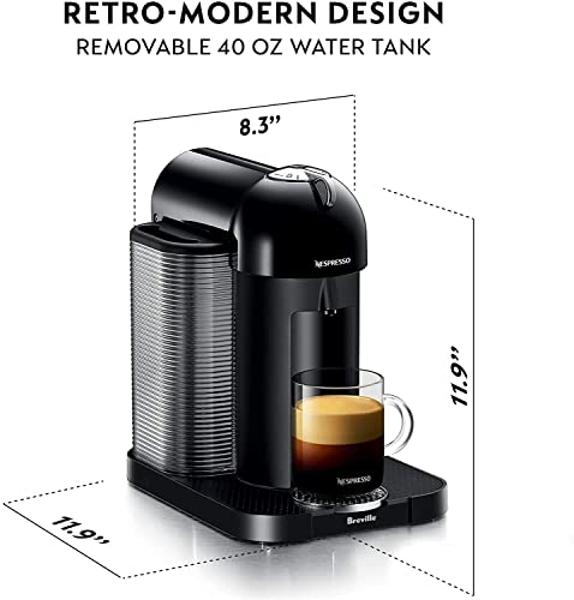 Nespresso Vertuo Coffee and Espresso Maker by Breville, Matte Black with Aeroccino Milk Frother