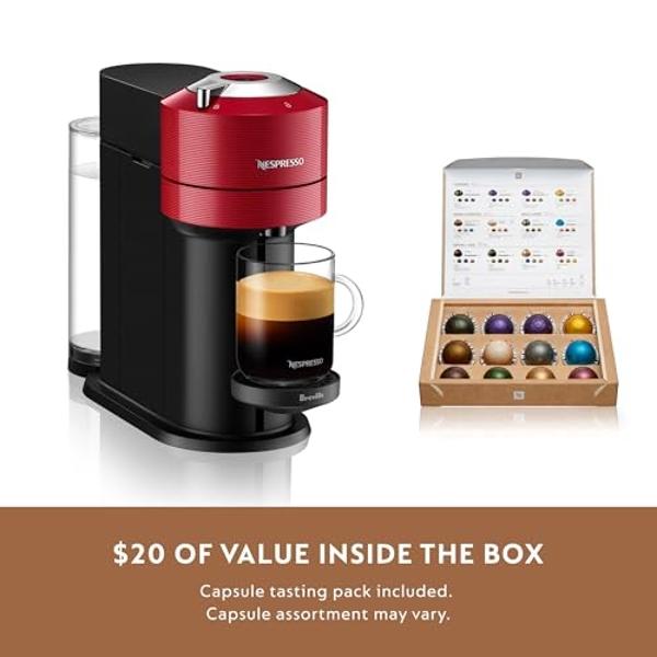 Nespresso Vertuo Next Coffee and Espresso Machine by Breville with Milk Frother, 1.1 liters, Cherry