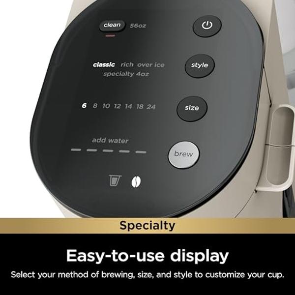 Ninja Pod & Grounds Specialty Single-Serve Coffee Maker, K-Cup Pod Compatible, Brews Grounds, Compact Design, Built-In Milk Frother, 56-oz. Reservoir, 6-oz. Cup to 24-oz. Mug Sizes