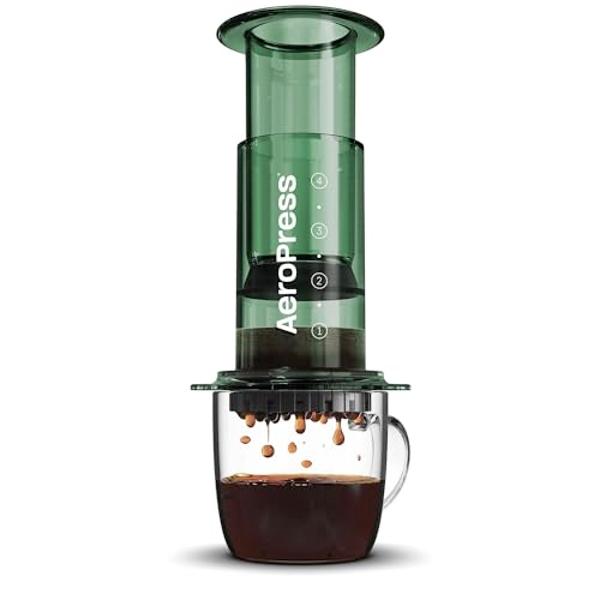 AeroPress Clear Green Coffee Press – 3 In 1 Brew Method Combines French Press, Espresso-style, Full Bodied Coffee Without Grit or Bitterness, Small Portable Coffee Maker for Campin