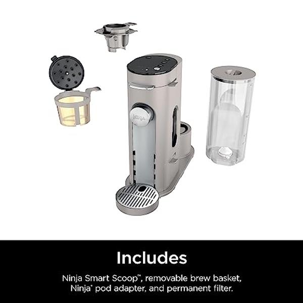 Ninja Pods & Grounds Single-Serve Coffee Maker, K-Cup Pod Compatible, Brews Grounds, Compact Design, 56-oz. Reservoir, 6-oz. Cup to 24-oz. Travel Mug Brew Sizes, Iced Coffee Maker,