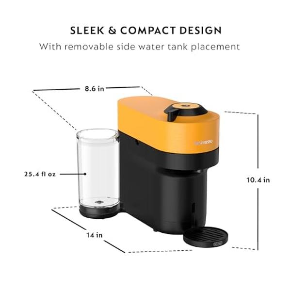 Nespresso Vertuo Pop+ Coffee and Espresso Machine by De'Longhi, Mango Yellow