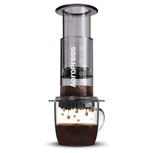 AeroPress Clear Black Coffee Press – 3 In 1 Brew Method Combines French Press, Espresso, Full Bodied Coffee Without Grit or Bitterness, Small Portable Coffee Maker for Camping & Tr