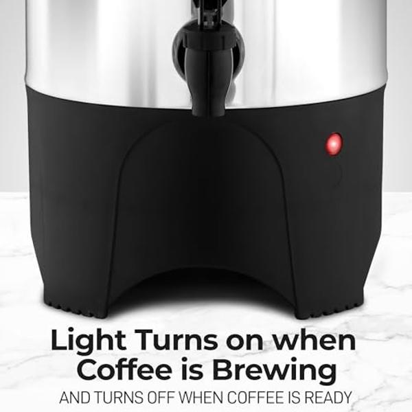 Zulay Commercial Coffee Maker Stainless Steel - Coffee Urn With Twist-Lock Lid & Cool-Touch Handles - Quick-Brewing Coffee Maker With Keep-Warm Mode For Events & Catering - 45 Cup 