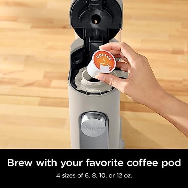 Ninja Pods & Grounds Single-Serve Coffee Maker, K-Cup Pod Compatible, Brews Grounds, Compact Design, 56-oz. Reservoir, 6-oz. Cup to 24-oz. Travel Mug Brew Sizes, Iced Coffee Maker,