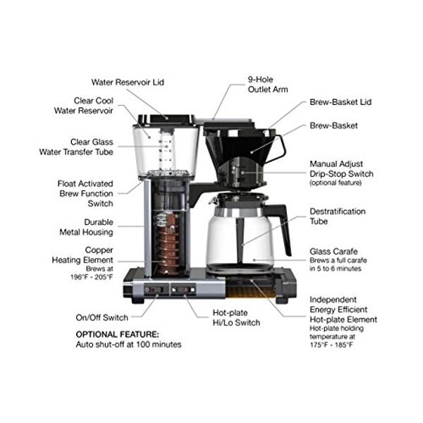 Technivorm 59691 KB Coffee Brewer, 40 oz, Brushed silver , 6.5"D x 12.75"W x 14"H