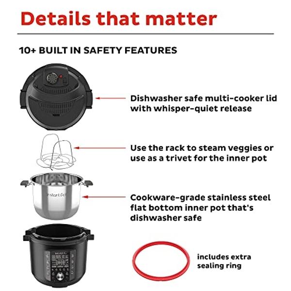 Instant Pot Pro (8 QT) 10-in-1 Pressure Cooker, Slow Cooker, Rice/Grain Cooker, Steamer, Sauté, Sous Vide, Yogurt Maker, Sterilizer, and Warmer, Includes App With Over 800 Recipes,