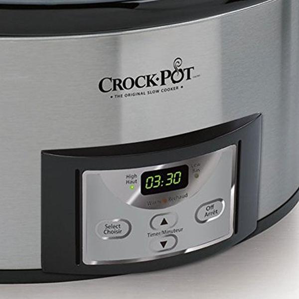 Crock-Pot 6-Quart Cook & Carry Programmable Slow Cooker with Digital Timer, Ideal for Portable Cooking, Stainless Steel