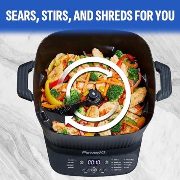 STIRMAX DELUXE 7.5 Quart Digital Multi-Cooker with Automatic Paddle to Stir and Shred, 9 in 1 programmable presets to Sauté, Sear, and Brown Food Before Simmering – Accessories, Sk
