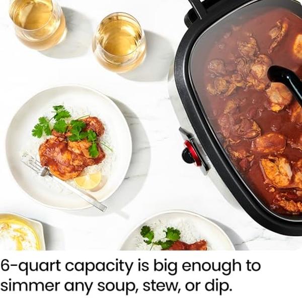 Chefman 6-Quart Slow Cooker, Electric Countertop Cooking, Stovetop & Oven-Safe Removable Insert for Browning & Sautéing, Family-Size Soups & Stews, Nonstick & Dishwasher-Safe Inter
