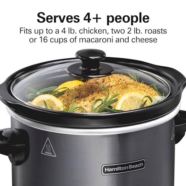 MAGNIFIQUE Small 4 Quart Casserole Programmable Slow Cooker with Ceramic Baking Dish - Perfect Kitchen Small Appliance for Family Dinners, Oven Safe and Durable Bakeware for Lasagn