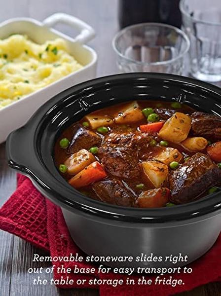 Elite Gourmet MST-350B# Electric Slow Cooker, Adjustable Temp, Entrees, Sauces, Stews & Dips, Dishwasher Safe Glass Lid & Crock (3 Quart, Black)