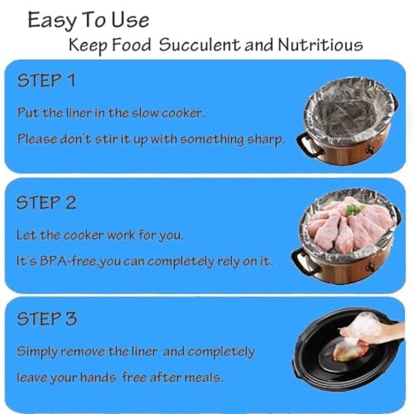 40×Slow Cooker Liners, Large pot Liner Disposable Cooking Bags, Fit 3QT to 8QT for Slow Cooker, pot, Suitable for Oval & Round Pots 13"x 21" /Bag