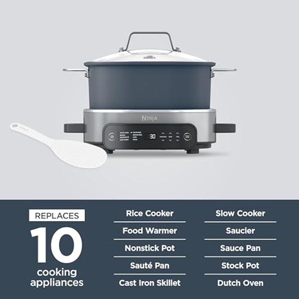 Ninja MC1101 Foodi Everyday Possible Cooker Pro, 8-in-1 Versatility, 6.5 QT, One-Pot Cooking, Replaces 10 Cooking Tools, Faster Cooking, Family-Sized Capacity, Adjustable Temp Cont