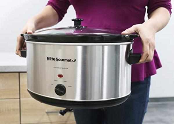 Chefman 6-Quart Slow Cooker, Electric Countertop Cooking, Stovetop & Oven-Safe Removable Insert for Browning & Sautéing, Family-Size Soups & Stews, Nonstick & Dishwasher-Safe Inter