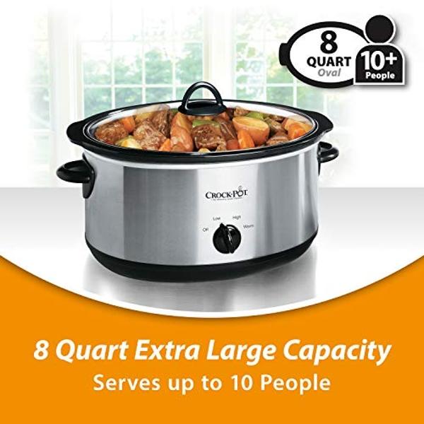Crockpot Manual 8-Quart Slow Cooker, Stainless Steel