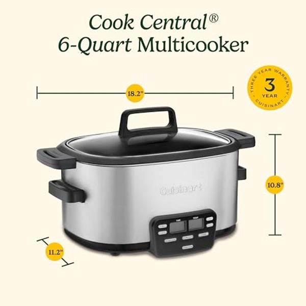 Cuisinart MSC-600 3-In-1 Cook Central 6-Quart Multi-Cooker: Slow Cooker, Brown/Saute, Steamer, Silver