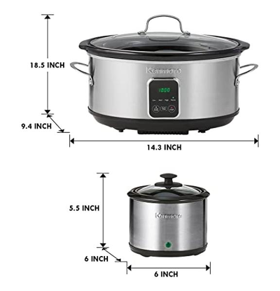 Courant Mini Slow Cooker Crock, with Easy Options 1.6 Quart Dishwasher Safe Pot, Black Stainless