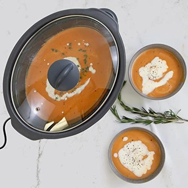 Kenmore 5 Quart Slow Cooker - Mini Crock Pot With Glass Lid, Stainless Steel Electric Cookers, Warm Rice & Sous Vide Stew, Soup, Lunch, Dishwaher Safe Non-Stick Ceramic Insert, 5 l