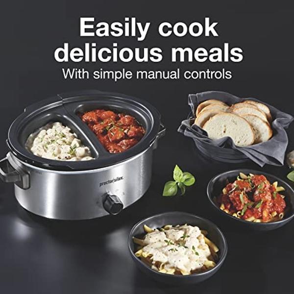 COZVO Crockpot Liner, Silicone Crockpot Liner Reusable, Crock Pot Dividers Silicone, Crock Pot Divider Insert Accessory, Fit Oval Slow Cooker 6 Quart, Leakproof, Dishwasher and Foo