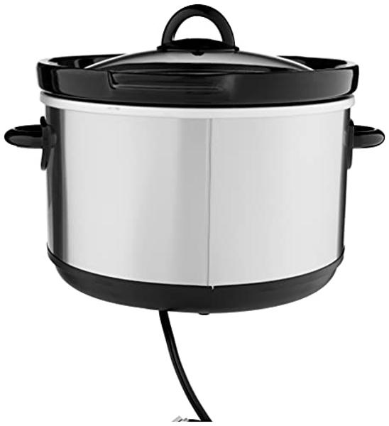 West Bend Slow Cooker 4-Quart Manual Crockery Style with Dishwasher Safe Oval Ceramic Crockpot and Glass Lid Two Temperature Settings Plus Keep Warm, 210-Watts, Black