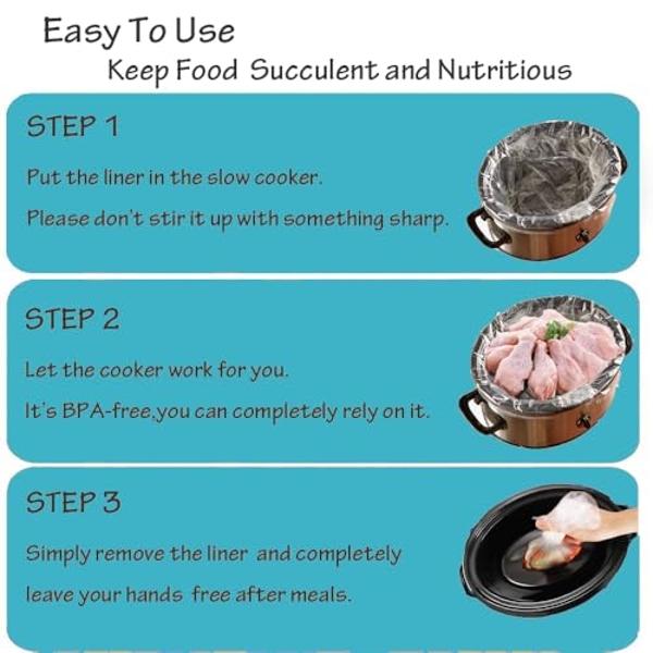 FNSUZOKA Slow Cooker Liners 40 Count Cooking Bags Extra Large Size Disposable Pot Liners, Fit 6QT to 10QT for Slow Cooker Cooking Trays Suitable for Oval & Round Pots 14"x 22", 40 