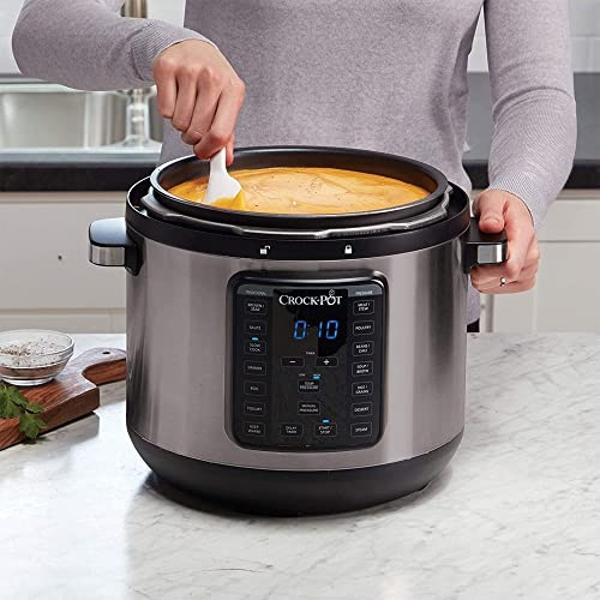 Crock-Pot 8-Quart Multi-Use XL Express Crock Programmable Slow Cooker and Pressure Cooker with Manual Pressure, Boil & Simmer, Black Stainless