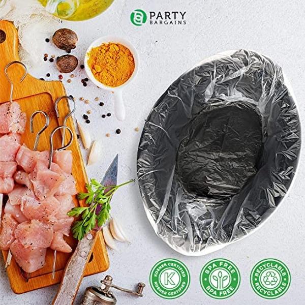 Party Bargains 10 Bags Slow Cooker Liners - Fits 7-8 Quarts, 21 x 4 x 13 Inches, 4" Wide Gusset, X-Large Crock Pot Liners, Multi Use Cooking Bags, Sous Vide
