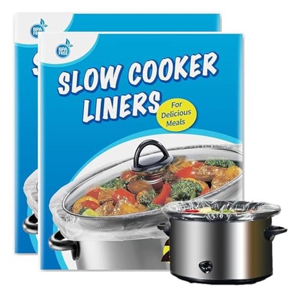 FNSUZOKA Slow Cooker Liners 40 Count Cooking Bags Extra Large Size Disposable Pot Liners, Fit 6QT to 10QT for Slow Cooker Cooking Trays Suitable for Oval & Round Pots 14"x 22", 40 