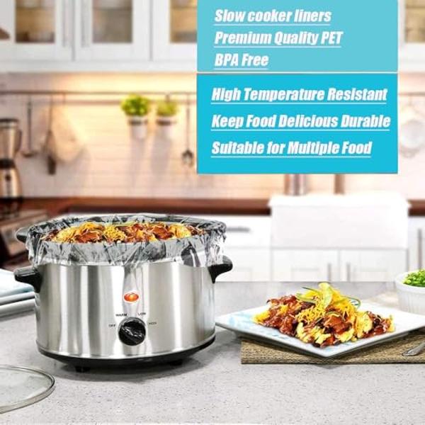 FNSUZOKA Slow Cooker Liners 40 Count Cooking Bags Extra Large Size Disposable Pot Liners, Fit 6QT to 10QT for Slow Cooker Cooking Trays Suitable for Oval & Round Pots 14"x 22", 40 
