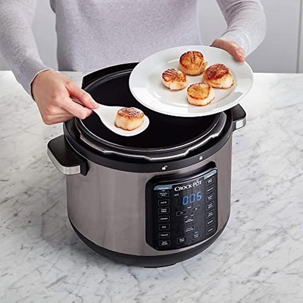 Crock-Pot 8-Quart Multi-Use XL Express Crock Programmable Slow Cooker and Pressure Cooker with Manual Pressure, Boil & Simmer, Black Stainless