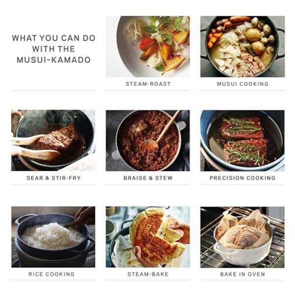 Vermicular Musui–Kamado (RICEPOT) | Cast Iron Induction Cooker | Precision Multicooker | Japanese Rice Cooker | Slow Cooker | Non-Toxic Enameled Cast Iron Pot | Charcoal | US Model